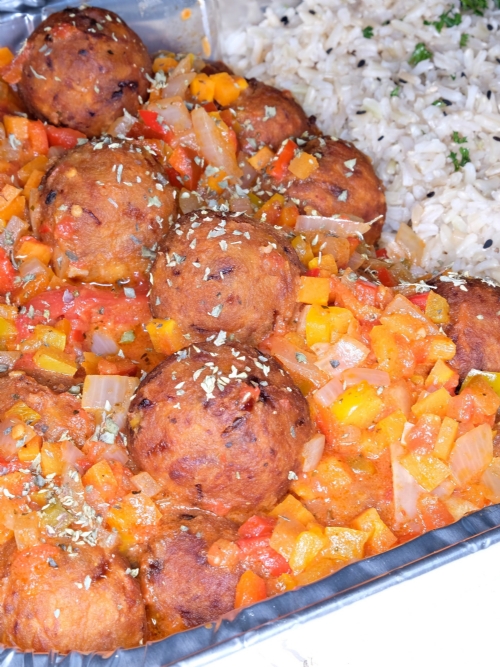 Vegan Meatballs and Rice, Frozen