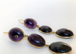 9ct Gold & Amethyst Drop Earrings