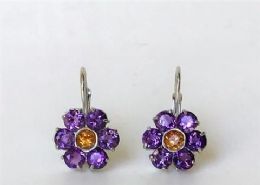 18ct White gold, Amethyst and Citrine drop earrings